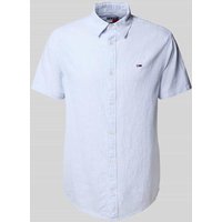 Tommy Jeans Regular Fit Freizeithemd aus Baumwoll-Leinen-Mix in Hellblau, Größe XXL von Tommy Jeans