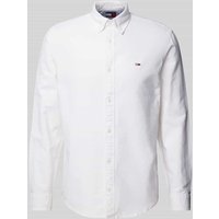 Tommy Jeans Regular Fit Freizeithemd mit Logo-Stitching Modell 'OXFORD' in Offwhite, Größe L von Tommy Jeans