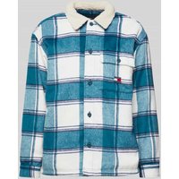 Tommy Jeans Regular Fit Hemdjacke mit Knopfleiste Modell 'CHECK SHERPA' in Petrol, Größe M von Tommy Jeans
