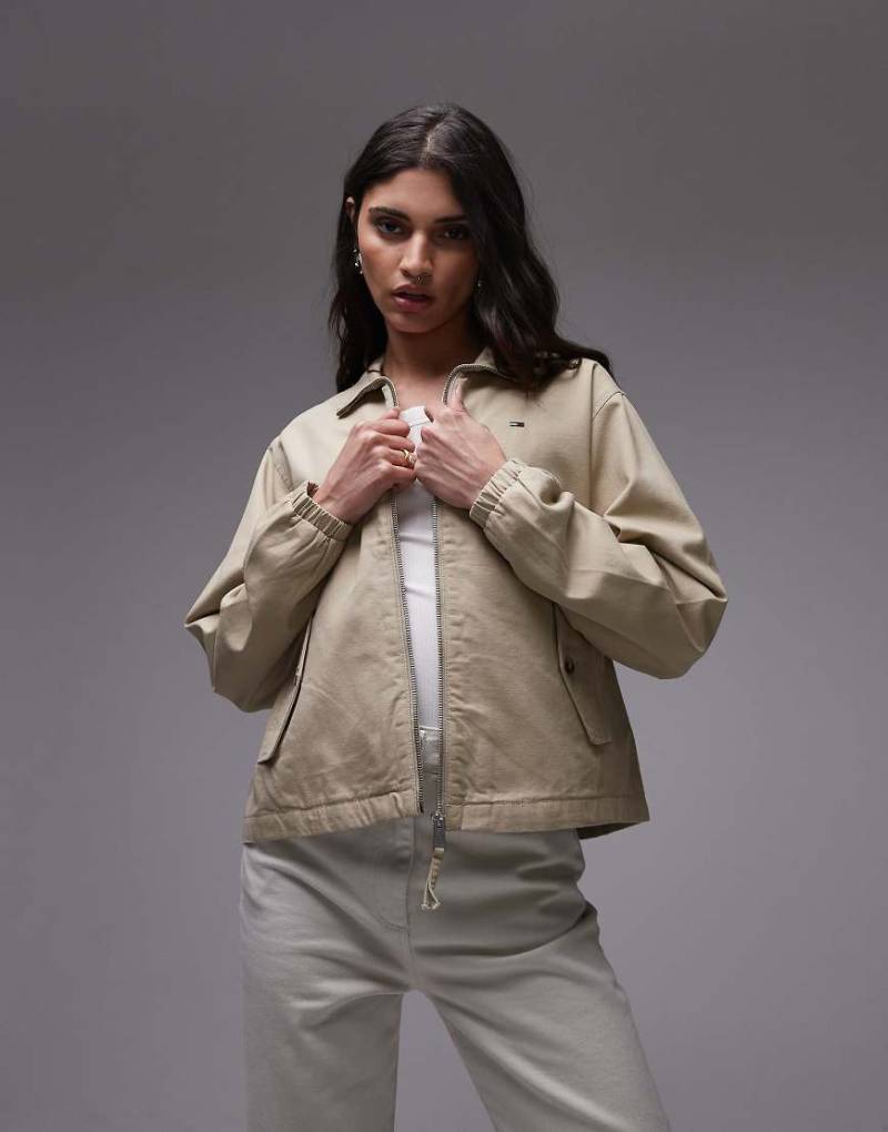 Tommy Jeans - Regular Fit Jacke in Sand mit Kragen-Neutral von Tommy Jeans