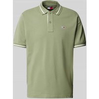 Tommy Jeans Regular Fit Poloshirt mit Logo-Stitching in Oliv, Größe M von Tommy Jeans
