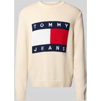 Tommy Jeans Regular Fit Strickpullover aus reiner Baumwolle in Offwhite Melange, Größe XXL von Tommy Jeans