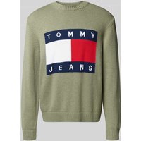 Tommy Jeans Regular Fit Strickpullover aus reiner Baumwolle in Oliv Melange, Größe XL von Tommy Jeans
