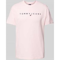 Tommy Jeans Regular Fit T-Shirt aus reiner Baumwolle mit Label Stitching in Pink, Größe XXL von Tommy Jeans