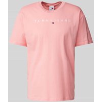 Tommy Jeans Regular Fit T-Shirt mit Label-Stitching in Rose, Größe S von Tommy Jeans