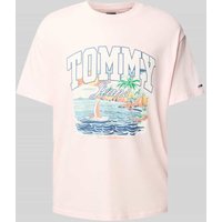 Tommy Jeans Relaxed Fit T-Shirt mit Motiv-Print in Pink, Größe XXL von Tommy Jeans