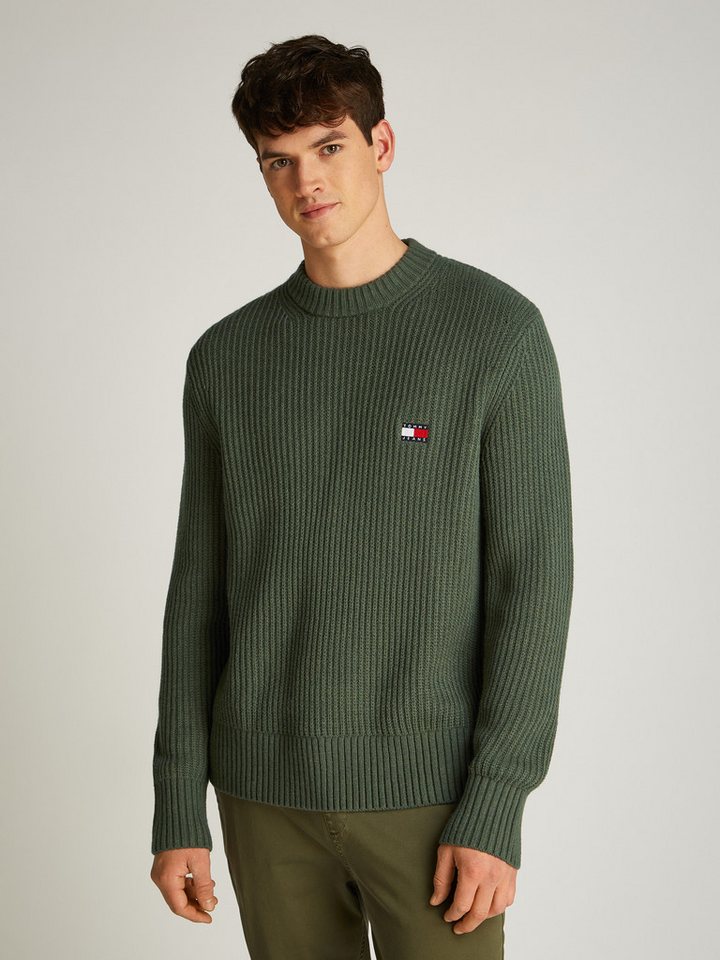 Tommy Jeans Rundhalspullover TJM REG BADGE TEXTURED CNECK EXT in Unifarbe von Tommy Jeans