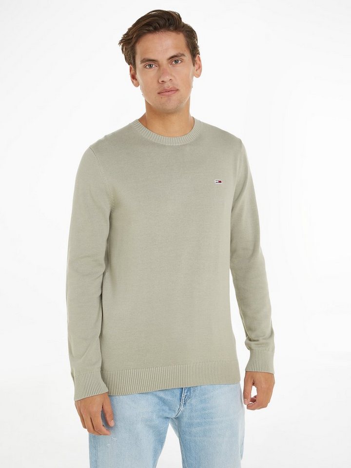 Tommy Jeans Rundhalspullover TJM SLIM ESSENTIAL LIGHT SWEATER mit Flag-Patch von Tommy Jeans