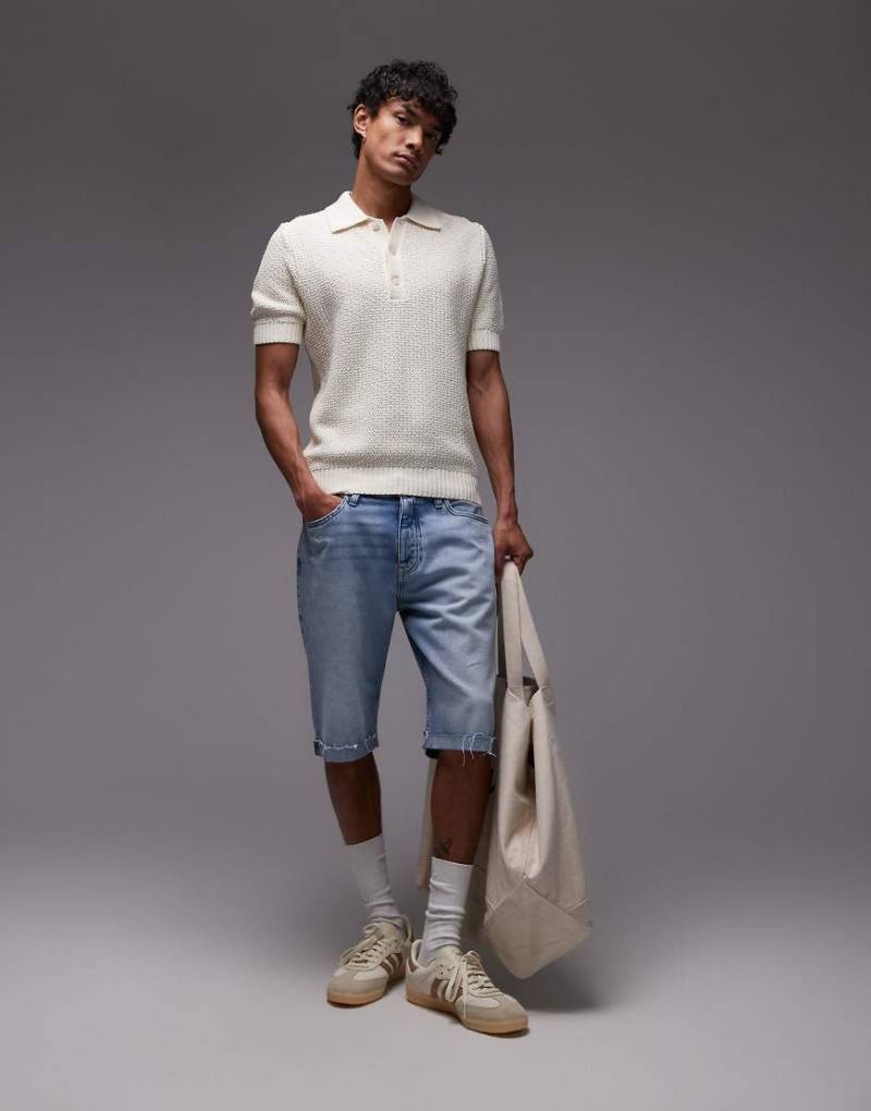 Tommy Jeans - Ryan - Jeans-Shorts in heller Waschung mit umgeschlagenem Saum-Blau von Tommy Jeans