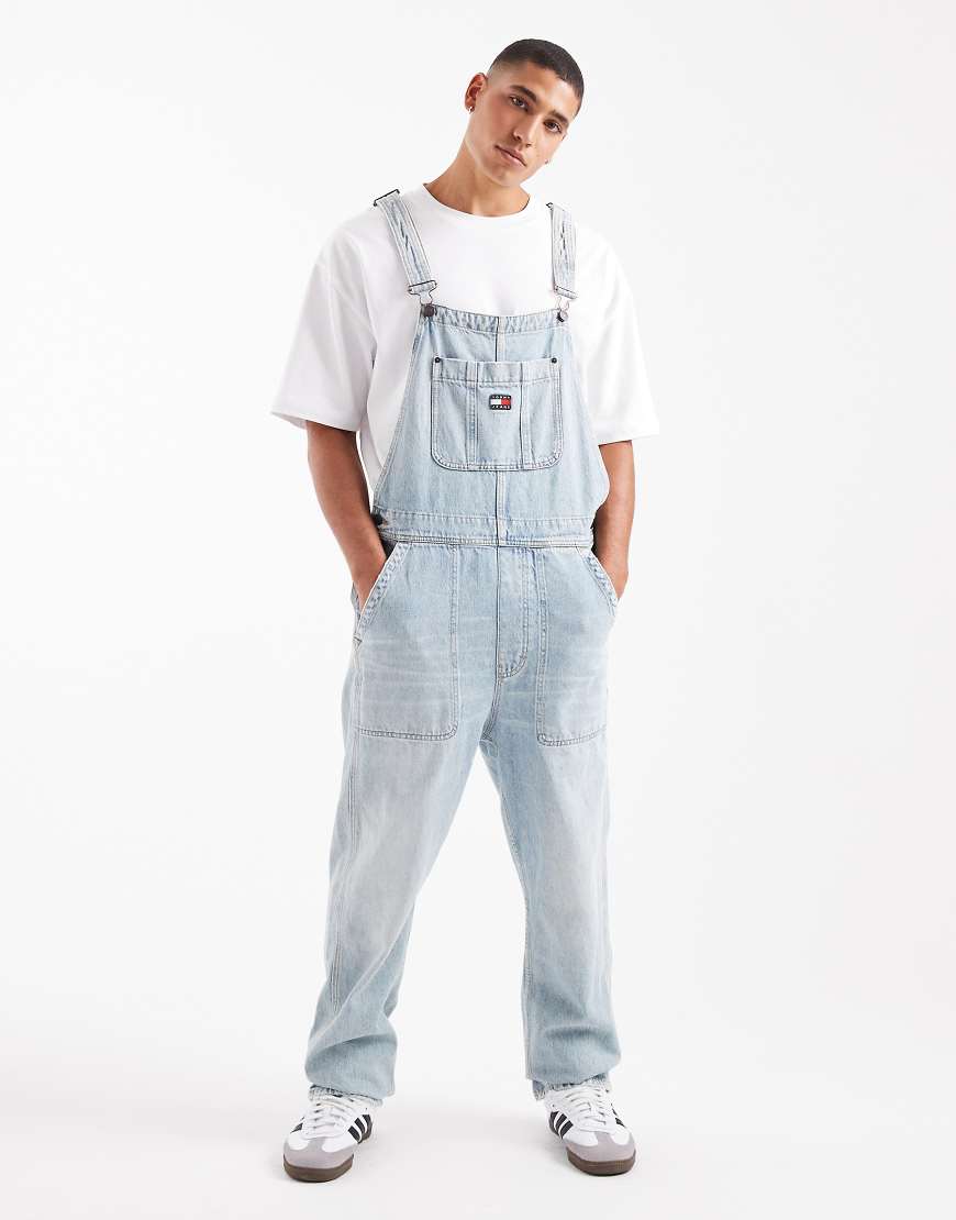 Tommy Jeans - Ryan - Latzhose in heller Waschung-Blau von Tommy Jeans