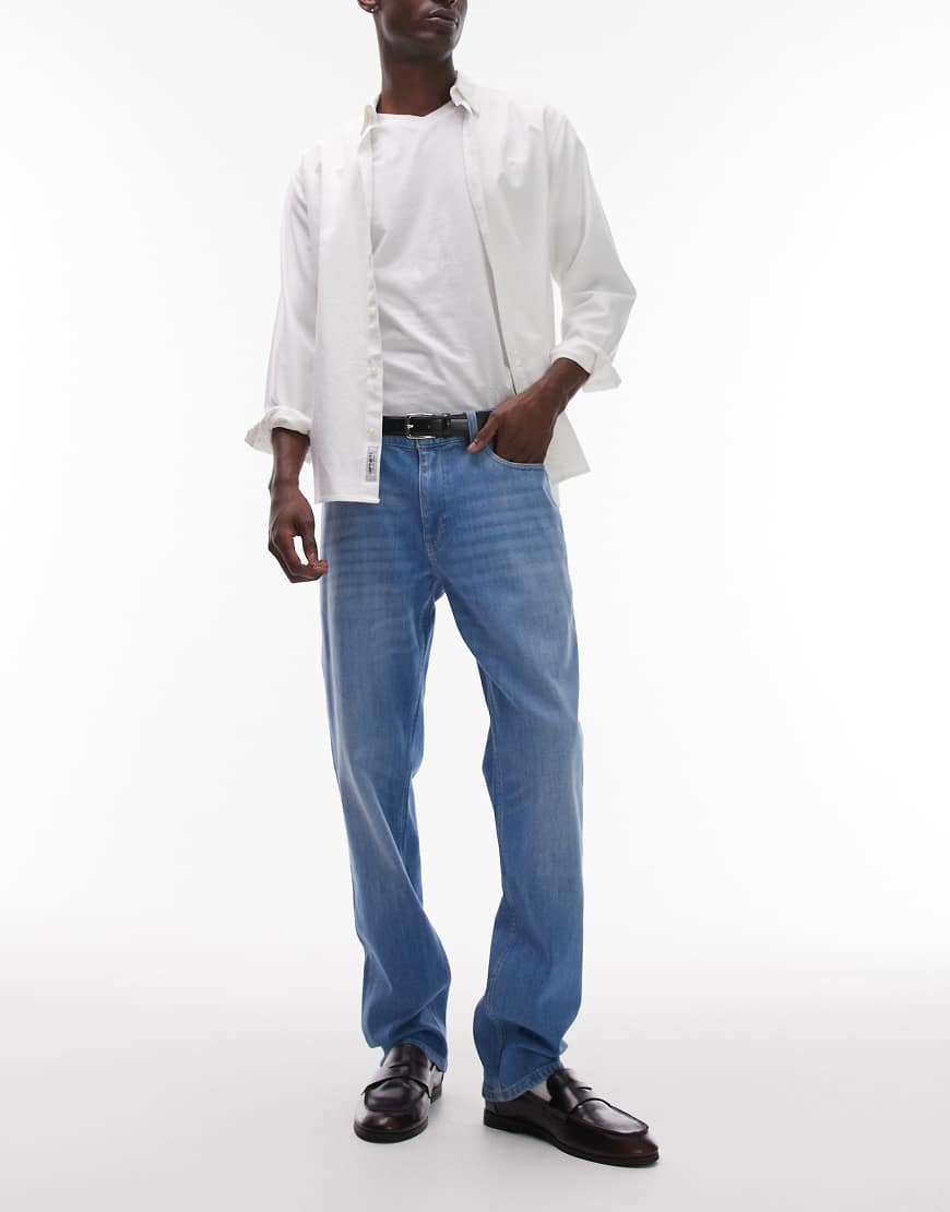 Tommy Jeans - Ryan - Schmale Straight Jeans in verblasster, mittlerer Waschung-Blau von Tommy Jeans