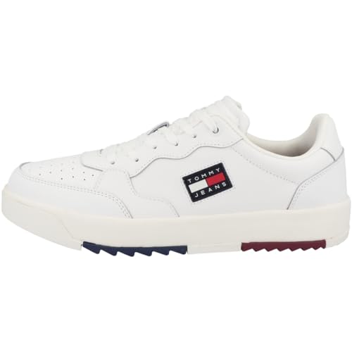 Tommy Jeans Herren Cupsole Sneaker Retro Schuhe, Weiß (White), 43 von Tommy Hilfiger