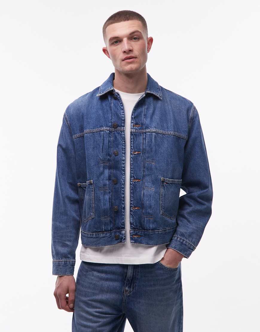 Tommy Jeans - Selvedge-Jeansjacke in dunkler Waschung mit Faltendetail-Marineblau von Tommy Jeans