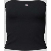 Tommy Jeans Slim Fit Bandeau-Top mit Logo-Stitching Modell 'ESSENTIAL TUBE' in Black, Größe XS von Tommy Jeans
