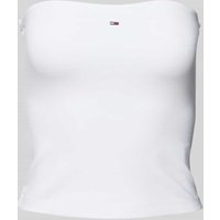 Tommy Jeans Slim Fit Bandeau-Top mit Logo-Stitching Modell 'ESSENTIAL TUBE' in Weiss, Größe XS von Tommy Jeans
