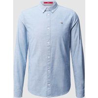 Tommy Jeans Slim Fit Freizeithemd aus Oxford in Marine Melange, Größe L von Tommy Jeans