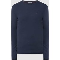 Tommy Jeans Slim Fit Longsleeve mit Rippenstruktur in Marine Melange, Größe XL von Tommy Jeans
