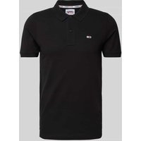 Tommy Jeans Slim Fit Poloshirt mit Label-Patch in Black, Größe L von Tommy Jeans