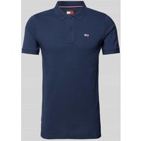 Tommy Jeans Slim Fit Poloshirt mit Label-Patch in Marine Melange, Größe XXL von Tommy Jeans