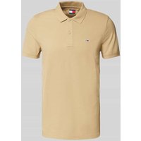Tommy Jeans Slim Fit Poloshirt mit Logo-Stitching in Beige, Größe XXL von Tommy Jeans