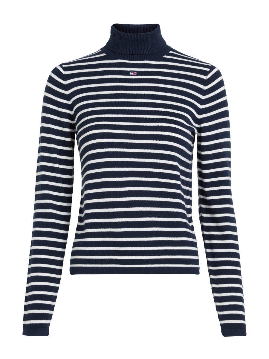 Tommy Jeans - Slim Fit Pullover mit Rollkragen blau/weiß - Gr. - XS von Tommy Jeans