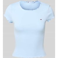 Tommy Jeans Slim Fit T-Shirt aus Baumwoll-Elasthan-Mix in Hellblau, Größe M von Tommy Jeans