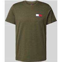 Tommy Jeans Slim Fit T-Shirt mit Label-Print Modell 'ESSENTIAL' in Oliv, Größe M von Tommy Jeans