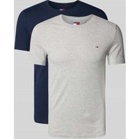 Tommy Jeans Slim Fit T-Shirt mit Logo-Badge im 2er-Pack in Hellgrau Melange, Größe L Tommy Jeans Slim Fit T-Shirt mit Logo-Badge im 2er-Pack in Hellgrau Melange, Größe L von Tommy Jeans