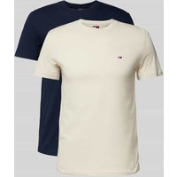 Tommy Jeans Slim Fit T-Shirt mit Logo-Stitching im 2er-Pack in Beige, Größe XXL von Tommy Jeans