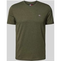 Tommy Jeans Slim Fit T-Shirt mit Logo-Stitching in Oliv Melange, Größe XS von Tommy Jeans