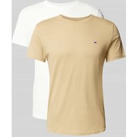 Tommy Jeans Slim Fit T-Shirt mit Logo-Stitching in Weiss, Größe M von Tommy Jeans