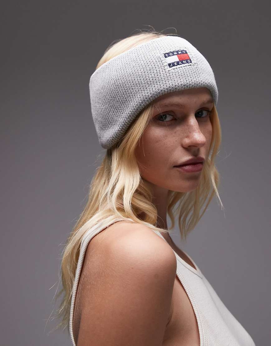 Tommy Jeans - Stirnband in Grau mit Markenlogo-Weiß von Tommy Jeans