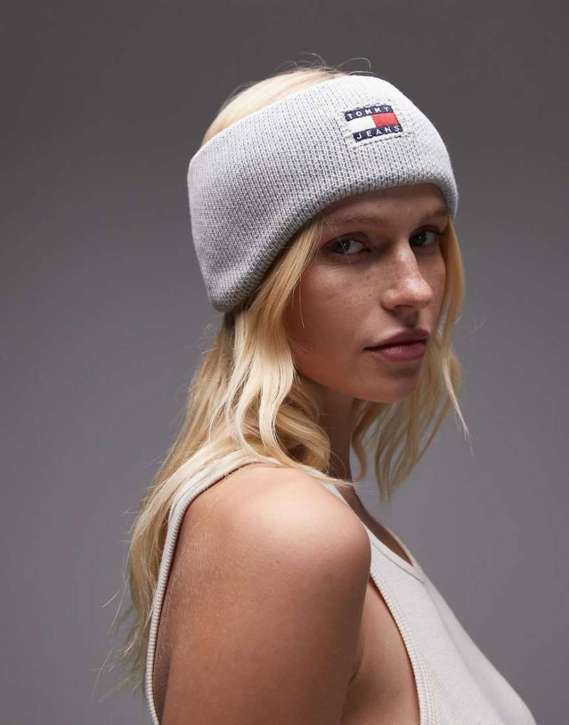 Tommy Jeans - Stirnband in Grau mit Markenlogo-Weiß von Tommy Jeans
