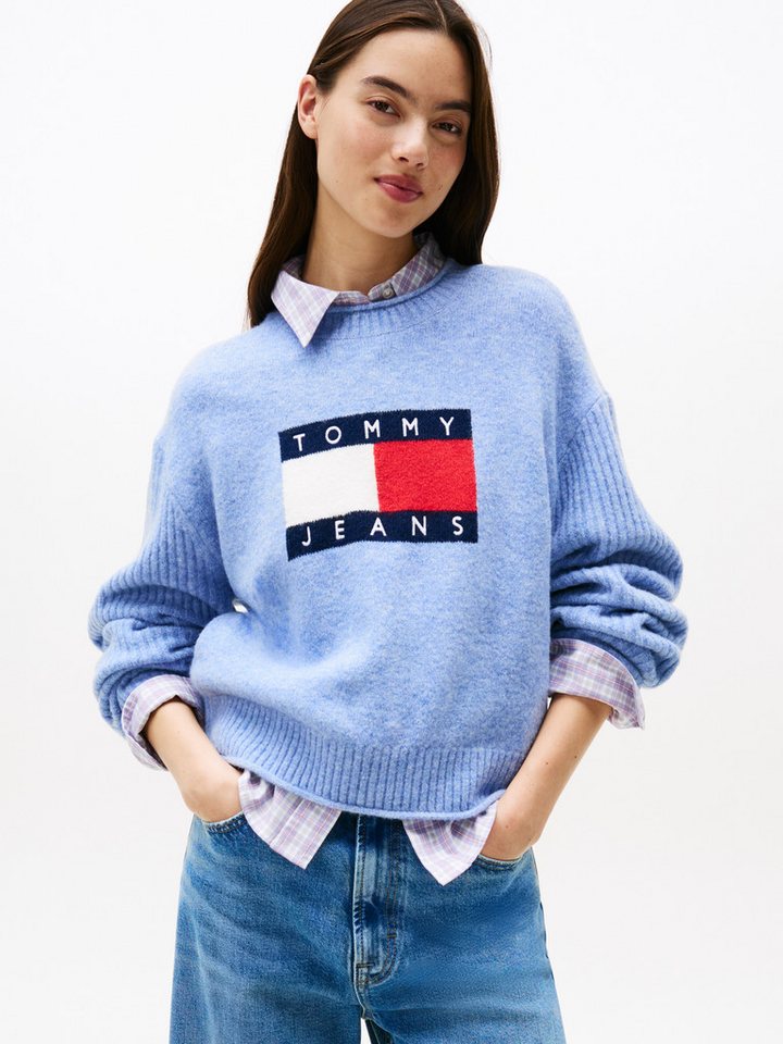 Tommy Jeans Strickpullover TJW MELANGE FLAG SWEATER RIB EXT in gerippter Struktur Tommy Jeans Strickpullover TJW MELANGE FLAG SWEATER RIB EXT in gerippter Struktur von Tommy Jeans