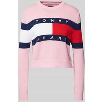 Tommy Jeans Strickpullover mit Logo-Detail Modell 'CENTER FLAG' in Hellrosa, Größe XL Tommy Jeans Strickpullover mit Logo-Detail Modell 'CENTER FLAG' in Hellrosa, Größe XL von Tommy Jeans