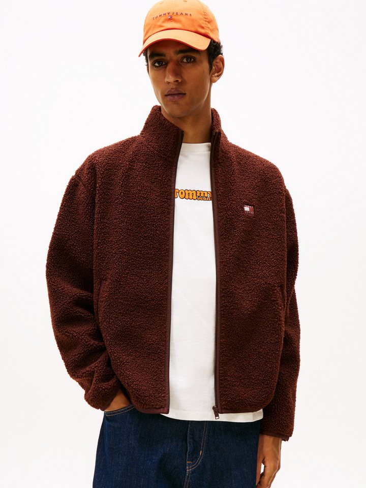 Tommy Jeans Sweatjacke BADGE TEDDY Relaxed fit, Teddy-Fleece, Stehkragen von Tommy Jeans