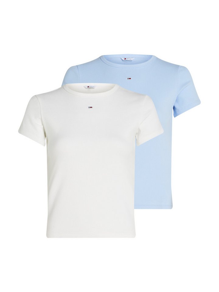 Tommy Jeans T-Shirt TJW 2PACK SLIM ESSENTIAL RIB SS (Packung, 3-tlg., 2er-Pack) mit Logostickerei von Tommy Jeans