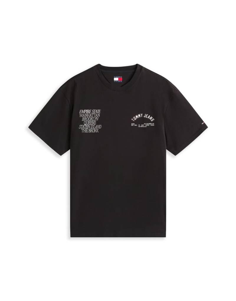 Tommy Jeans - T-Shirt in Schwarz mit Bezirken-Grafikprint auf dem Rücken von Tommy Jeans