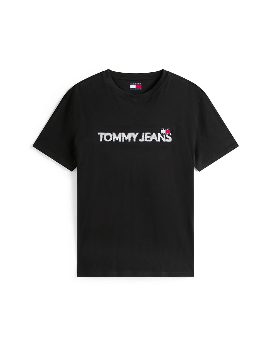 Tommy Jeans - T-Shirt in Schwarz mit Logo in verschwommener Optik von Tommy Jeans