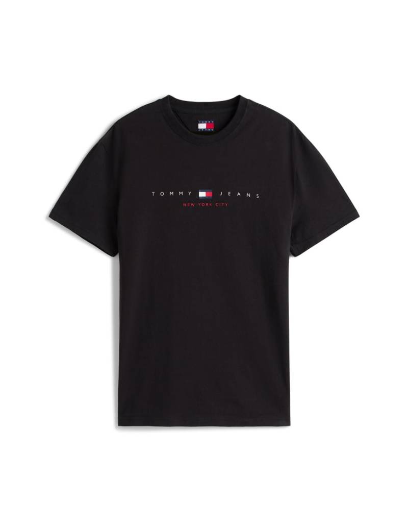 Tommy Jeans - T-Shirt in Schwarz mit mittigem linearem Logo von Tommy Jeans