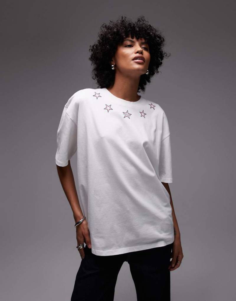 Tommy Jeans - T-Shirt in Weiß mit Stern-Print von Tommy Jeans