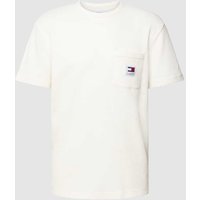 Tommy Jeans T-Shirt mit Brusttasche in Offwhite, Größe M von Tommy Jeans