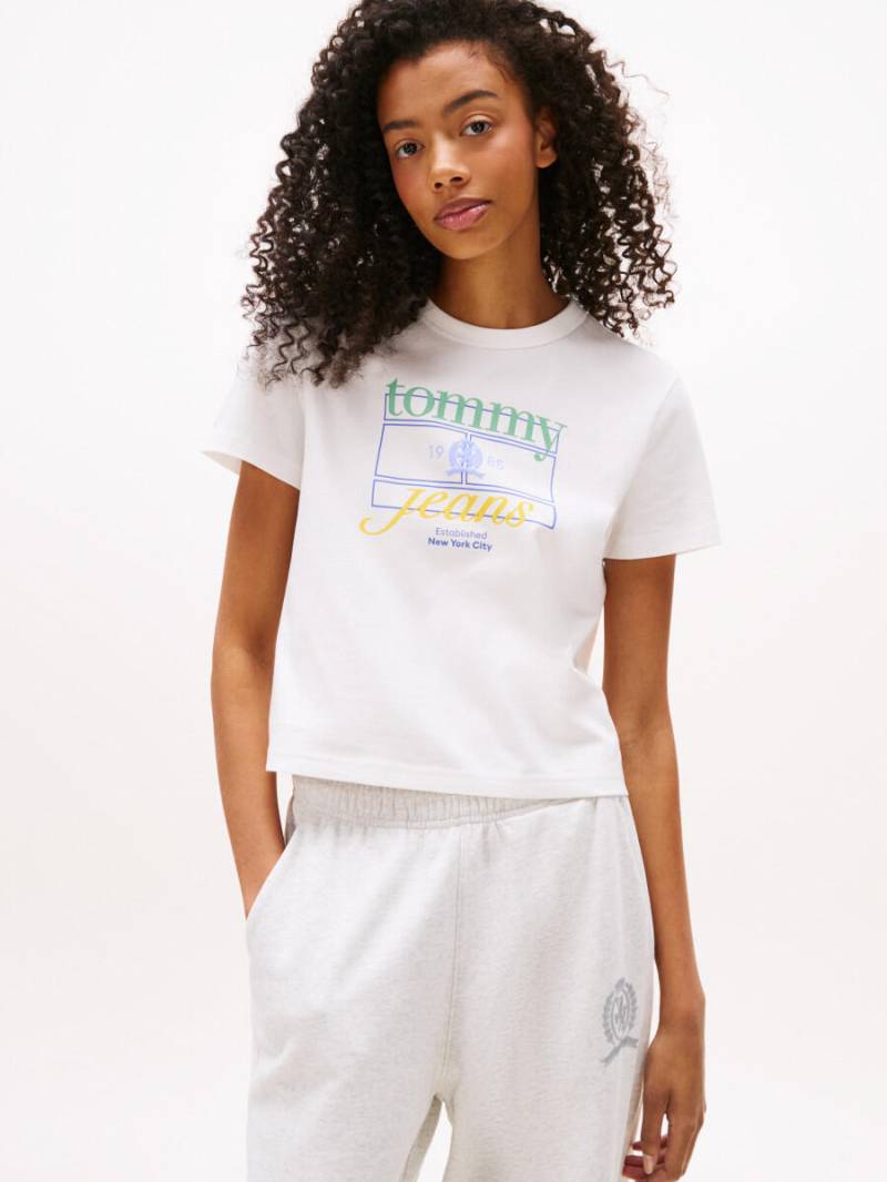 Tommy Jeans - T-Shirt mit Frontprint weiß - Gr. - L von Tommy Jeans