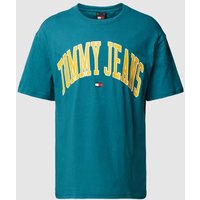 Tommy Jeans T-Shirt mit Label-Print Modell 'POPCOLOR' in Petrol, Größe XXL von Tommy Jeans