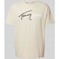 Tommy Jeans T-Shirt mit Label-Print Modell 'SPRAY POP COLOR' in Beige, Größe L von Tommy Jeans