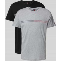 Tommy Jeans T-Shirt mit Label-Print in Metallic Rot, Größe XL von Tommy Jeans