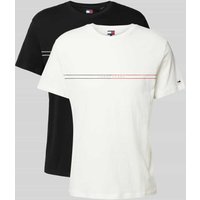 Tommy Jeans T-Shirt mit Label-Print in Offwhite, Größe XXL von Tommy Jeans