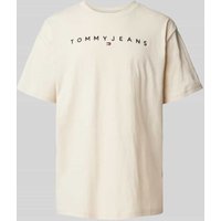 Tommy Jeans T-Shirt mit Label-Stitching in Beige, Größe L von Tommy Jeans
