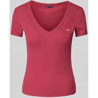 Tommy Jeans T-Shirt mit Label-Stitching in Bordeaux, Größe M von Tommy Jeans
