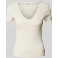 Tommy Jeans T-Shirt mit Label-Stitching in Sand, Größe S Tommy Jeans T-Shirt mit Label-Stitching in Sand, Größe S von Tommy Jeans